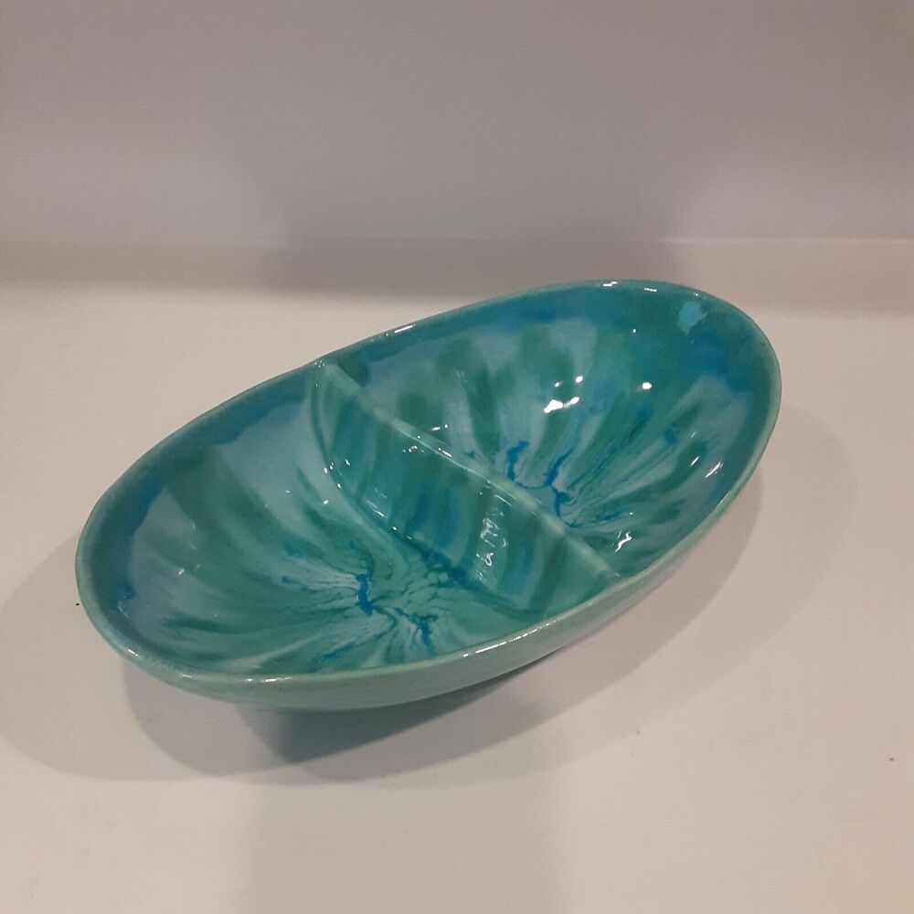 Vintage Dryden Hot Springs Ovenware Divided Dish Sea Blues